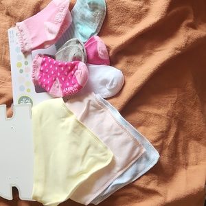 Modern Baby Bandana Bibs and Little me Socks